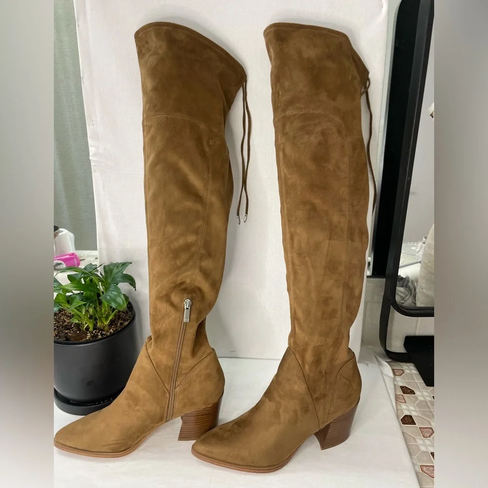Marc Fisher NWOT Comara Cognac Brown Faux Suede Over The Knee Boots Size 7.5‎